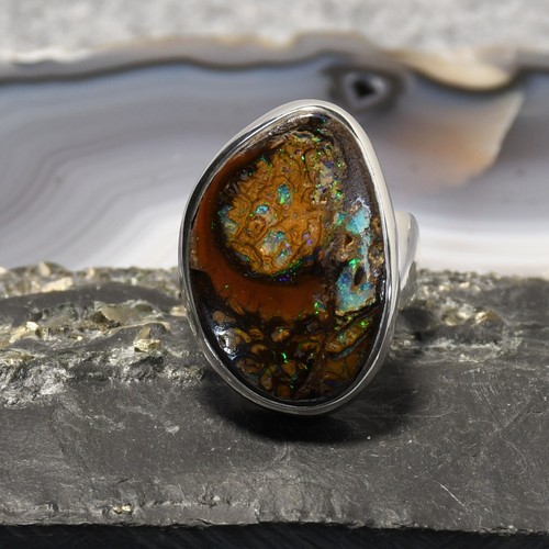 Anello opale boulder argento - opale,