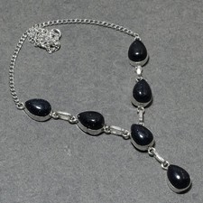 Collana gioielli etnici fatti a mano pietra preziosa Sitara sole blu 18" SR 3053