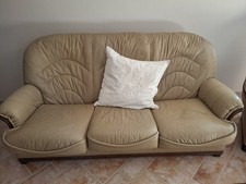 Divano in vera pelle più 2 poltrone Made in Italy