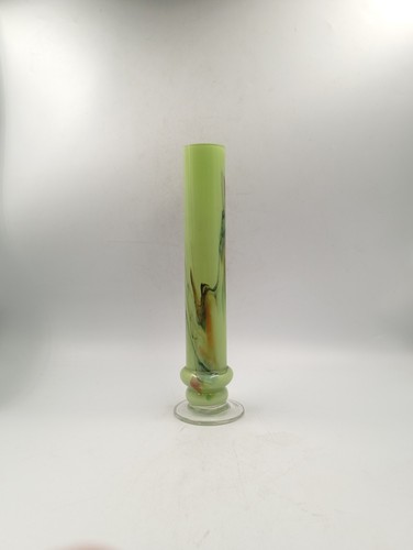 Vase tube annelé opaline - tube, vert