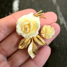 Spilla rosa avorio vintage oro
