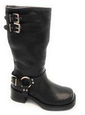 Oroscuro  C100 stivale biker pelle nera triplo cinturino t. 5cm fondo gomma 5/6