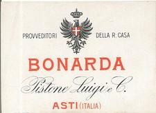 Asti. Eticetta vino BONARDA, di Pistone Luigi & C. Vintage