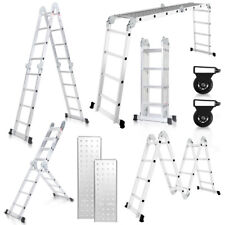 Scala Pieghevole 4x4/4x5 150kg Portatile Estensibile Scala Multiuso Multifunzione Alluminio