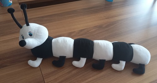 Peluche bruco bianco nero - e,