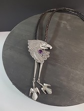 Cravatta/Broach Eagle vintage in argento sterling con gemme firmata Hernandez 