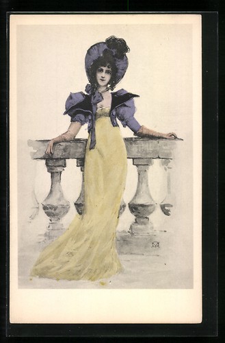 Donna con cappello - , appoggiato