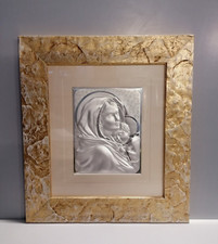 Bomboniera, Quadro in Argento, Madonna con Bambino Gesù. Ag 925, 9 g. Baraldi