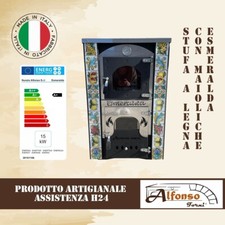 FORNO STUFA A LEGNA 3 in 1 Alfonso Forni ESMERALDA con MAIOLICHE DI Caltagirone