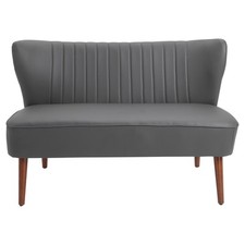 HOMCOM Divano a 2 Posti Design Moderno in Legno e Pelle Sintetica Grigia