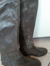 STIVALI OVERKNEES   CUOIO MARRONE  APEPAZZA SUOLA GOMMA NUOVI TG 39