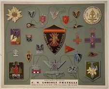 F.M.LORIOLI FRATELLI VOLANTINO PUBBLICITARIO IN CROMOLITOGRAFIA CC.NN. MVSN OMS