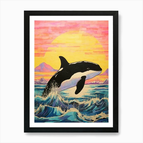 Rainbow waves orca - waves, crayon
