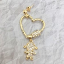 Mono Orecchino Bimba Bambina Oro Cuore Lucchetto Argento Oro Lega