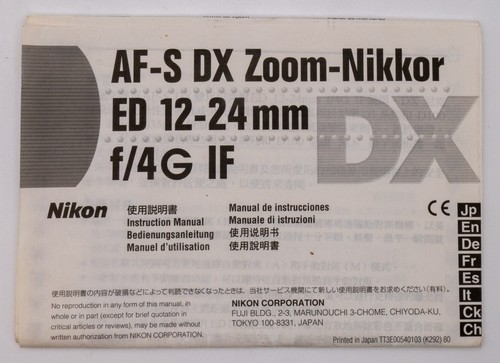 Nikon foglio uso dx - d'uso,