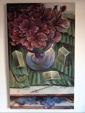 QUADRO NATURA MORTA "Venere" Olio Su Tela - 90x50 cm