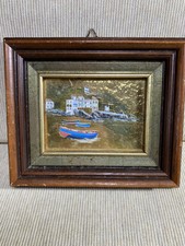 Quadro Paesaggio dipinto su lamina d’oro vintage 