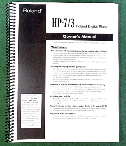 Roland owner s - hp-7/3, owner's