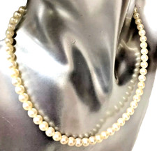 AAA+ COLLANA di PERLE AKOYA GIAPPONE 6 mm ACQUA SALATA ROTONDE CREMA ARGENTO 925