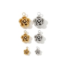 30pz Charm Acciaio Inox Charm Fiore Rosa Placcato Oro 18k Reperti