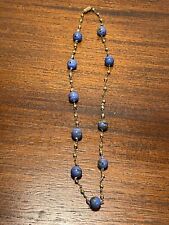 Gioielli Grazioso Antico Collana Con Perla IN Pietra Colore Blu (10-41)