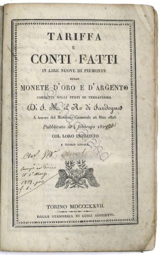 Tariffa conti fatti - fatti, lire