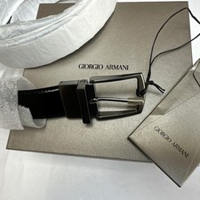 Cintura uomo Giorgio Armani in pelle nera nuova con etichetta