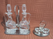 Oliera acetiera Porta sale e pepe e stuzzicadenti Vintage Antico vetro cristallo