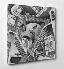😎 Quadro Escher Relativity Stampa Fine Art su TELA Canvas Vernice Pennellate