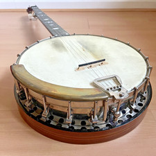 Antico banjo Clifford Essex The Popular 5 corde aperto sul retro con risuonatore, custodia