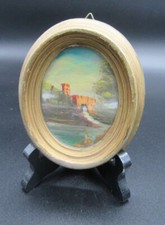 Magnifica Piccola Miniatura Paesaggio olio su rame vintage CORNICE preziosa