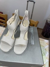 LEA FOSCATI ZEPPE IN PELLE GRIGIA 40 CON TOMAIA BIANCA