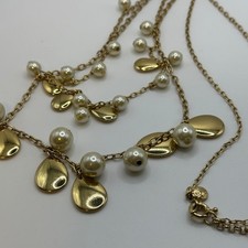 Costume collana perle vetro perline lunga 36" catena stratificata tono oro J Crew
