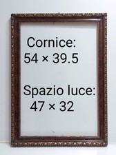 Cornice antica dorata barocca in legno intagliato oro con vetro per quadro foto