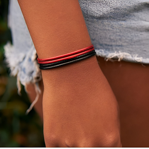 Bracciale corda rosso nero - o,