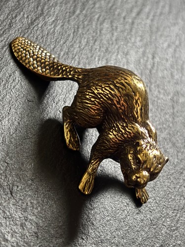 Statua castoro ottone - castoro, |