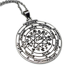 Collana catena talismano ciondolo Gran Pentacolo di Salomone Saggezza con...