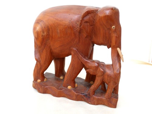 Coppia elefanti legno - in,