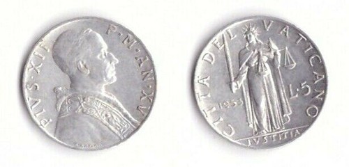 1953 vaticano lire pio - 1953, xii