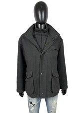 Fay Double Collar Giaccone in Lana Vergine Grigio con tasche Uomo Taglia XL