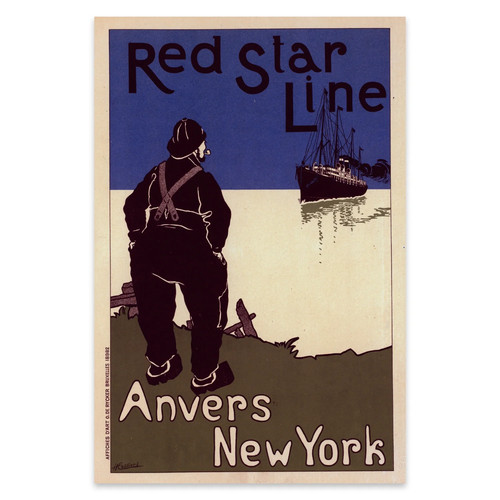 Red star line poster - red, (1900)