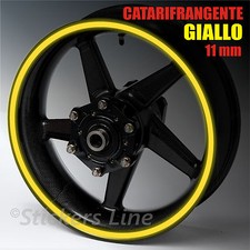 Nastro adesivi strisce ruote catarifrangenti GIALLO riflettente 11mm cerchi moto
