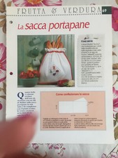 Schema punto croce Ricamo Frutta e verdura sacca portapane pomodo peperone 