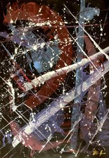 QUADRO DIPINTO A OLIO SU TELA ASTRATTO FIRMATO WALTER GERACI