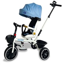 Triciclo celeste bambino con parasole passeggino bambini con sedia girevole 180°
