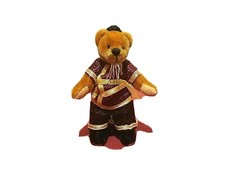 Mini Pet antico peluche orsetto giapponese, vestito con Kimono fatto a mano.