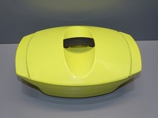 -ANCIENNE COCOTTE LE CREUSET DESIGN RAYMOND LOEWY FONTE EMAILLEE JAUNE  D