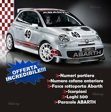 Adesivi Stiker Fiat 500 ABARTH Kit Racing completo Abarth corse auto tuning