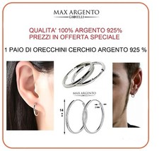  Orecchini a cerchio cerchietti in argento 925% Unisex Canna 2 x 14 mm Diametro
