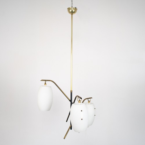 Lampadario ottone vetro